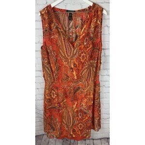 NWT LAUREN RALPH LAUREN Split Neck  Sleeveless Paisley Dress Size 14W $150